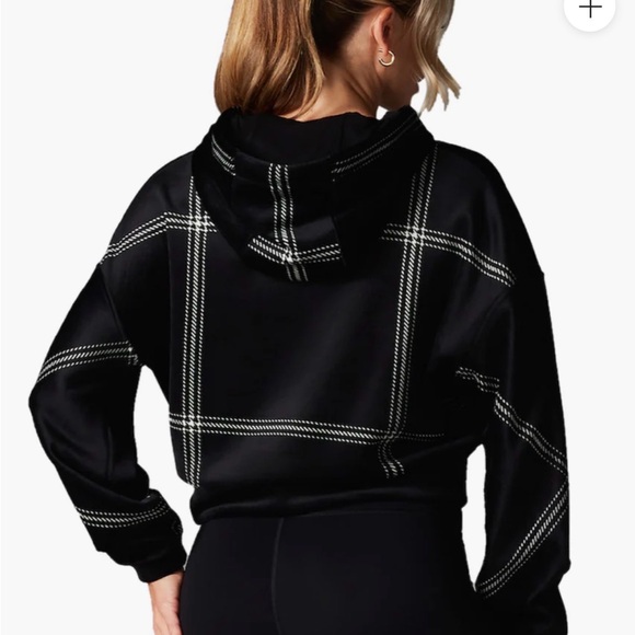 Tavi Tops - TAVI - GLAMPING Hoodie - Black with White Accents 'Window Pane' Design - NWT